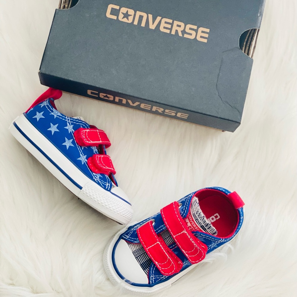 Baby Converse Radio Blue/Red Star Sneakers - Picture 3 of 7